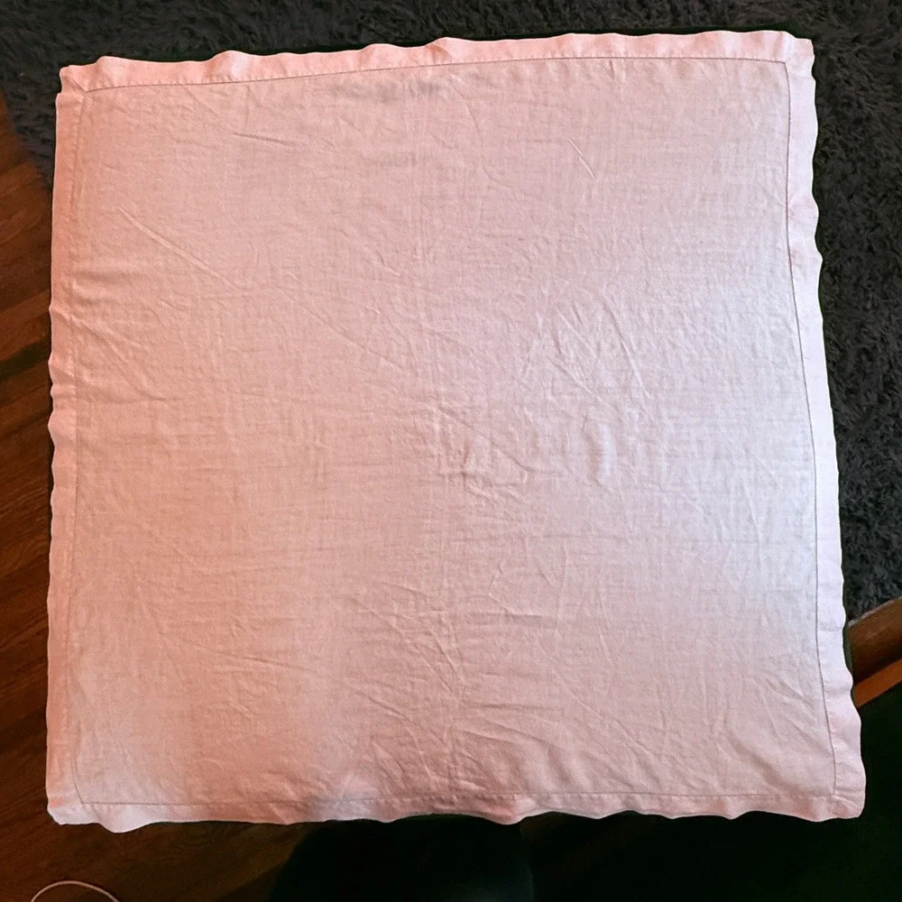 Vintage Pink Linen‎ Hemstitched Square Cottagecore 36